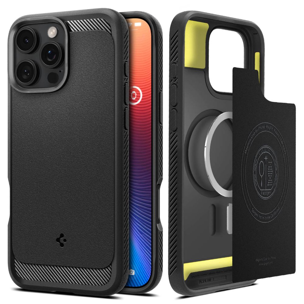 Spigen Case Rugged Armor MagSafe iPhone 16 Pro Max Black - Mobildeksel med MagSafe