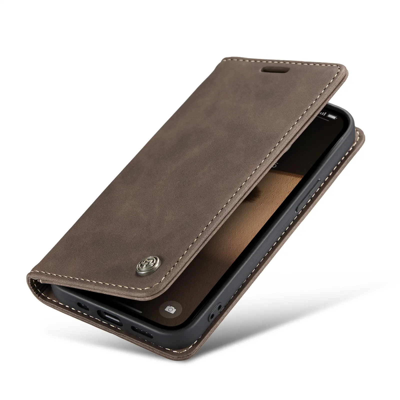 Slim Plånboksfodral iPhone 16e Brun