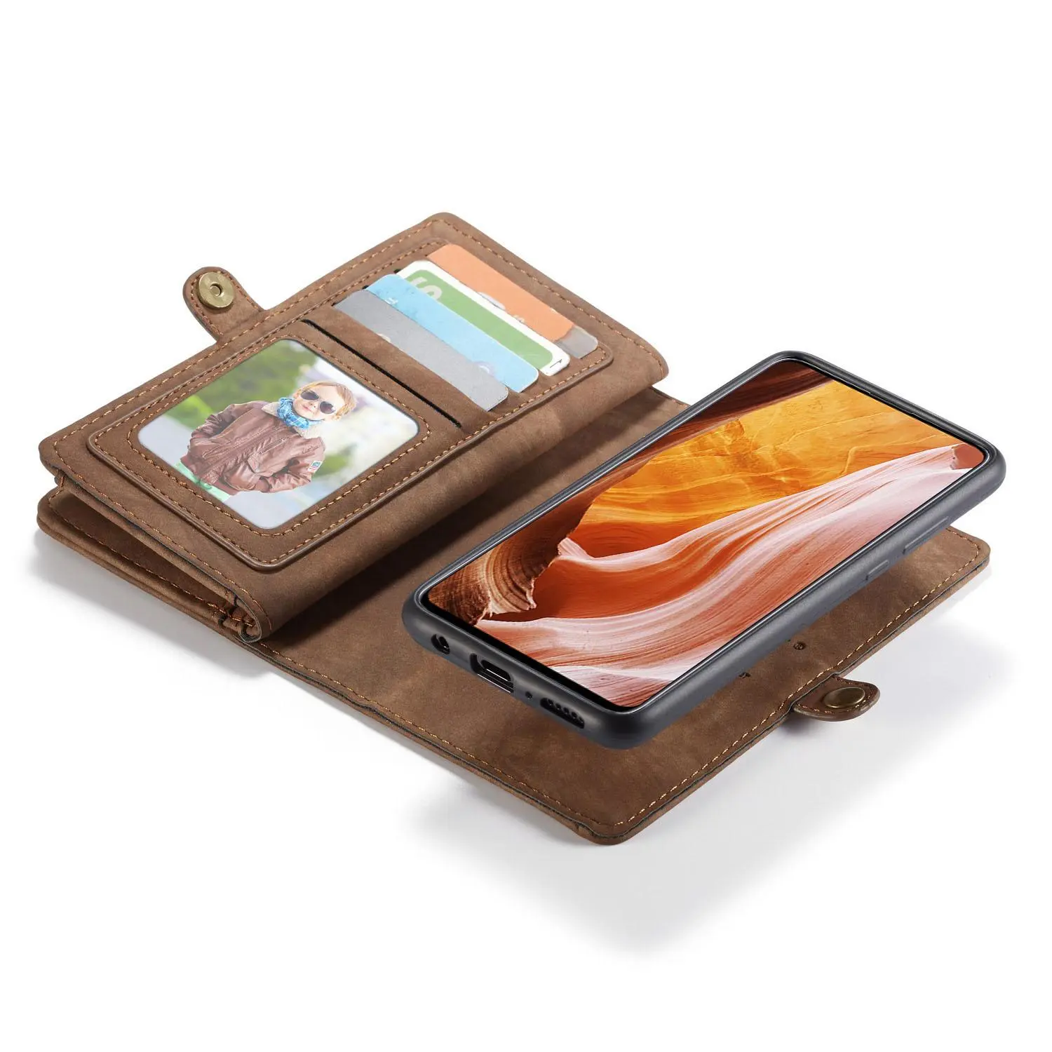 Multi-slot Plånboksfodral Samsung Galaxy A71 Brun