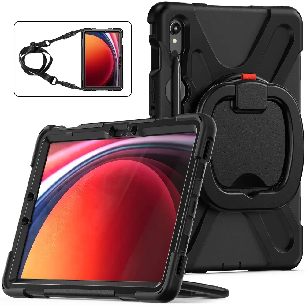 Kickstand Hybridskal med axelrem Samsung Galaxy Tab S10 FE svart