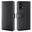 Ekte Lærveske Motorola Moto G34 Svart