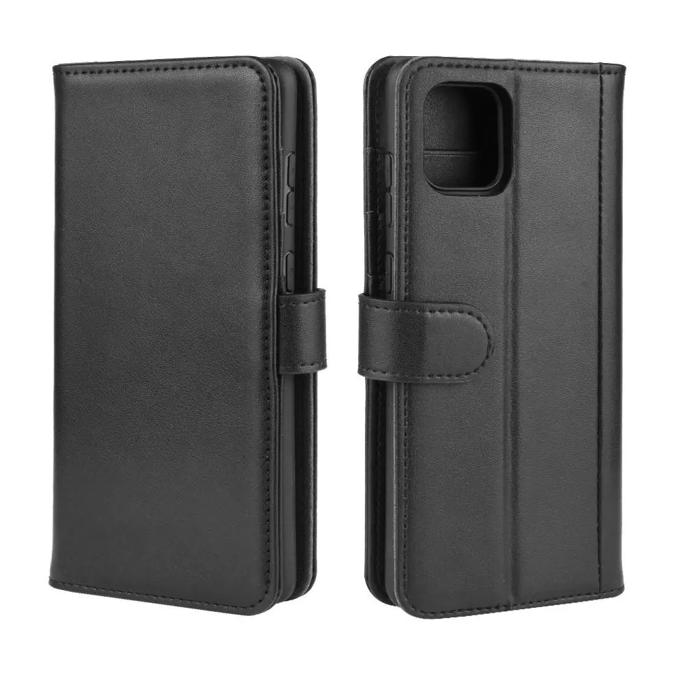 Äkta Läderfodral Samsung Galaxy Note 10 Lite Svart