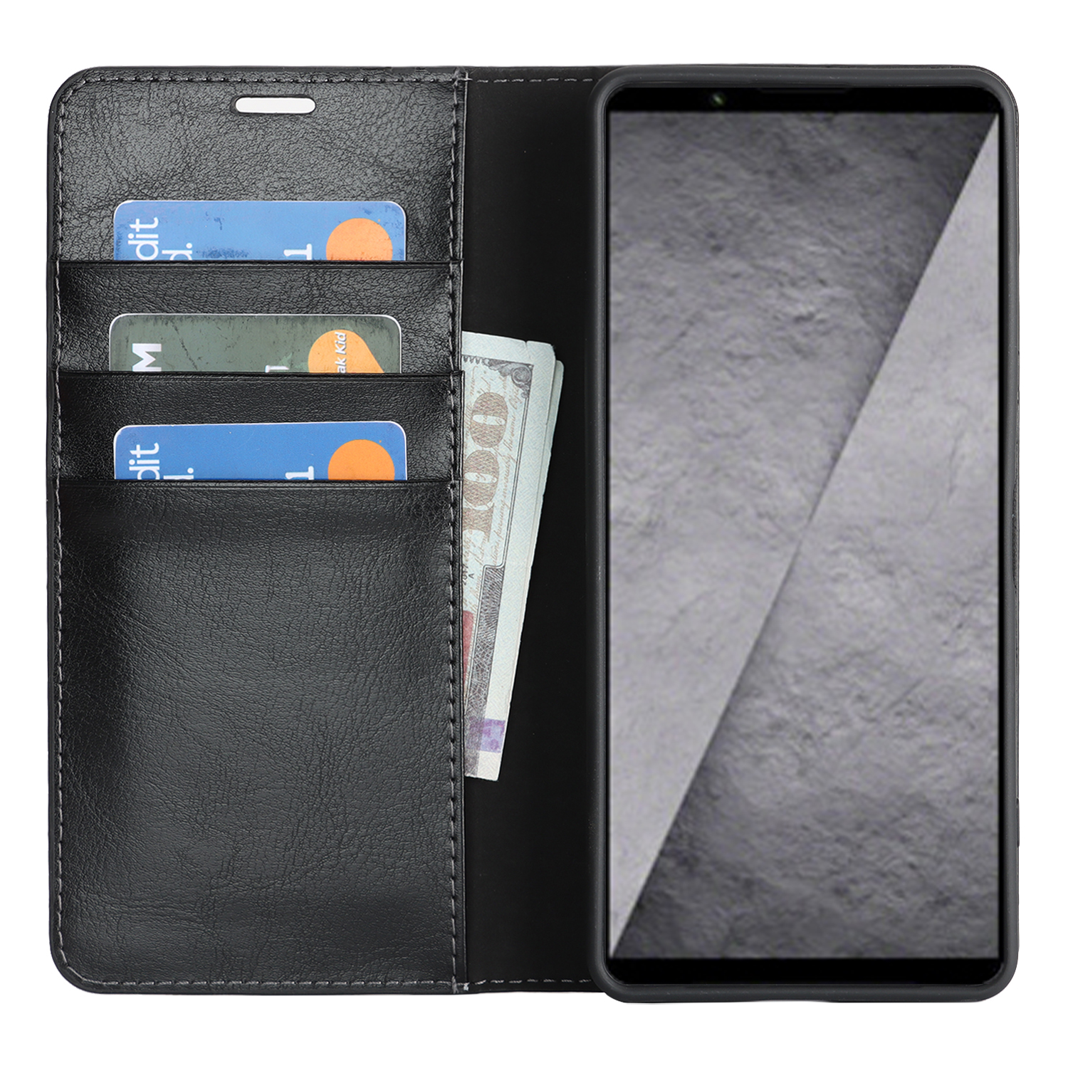 Mobilfodral Äkta Läder Sony Xperia 1 VIII Svart