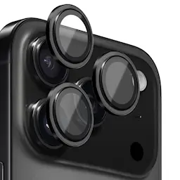 iPhone 17 Pro Max Linsebeskytter i hærdet glas med aluminiumsramme Sort