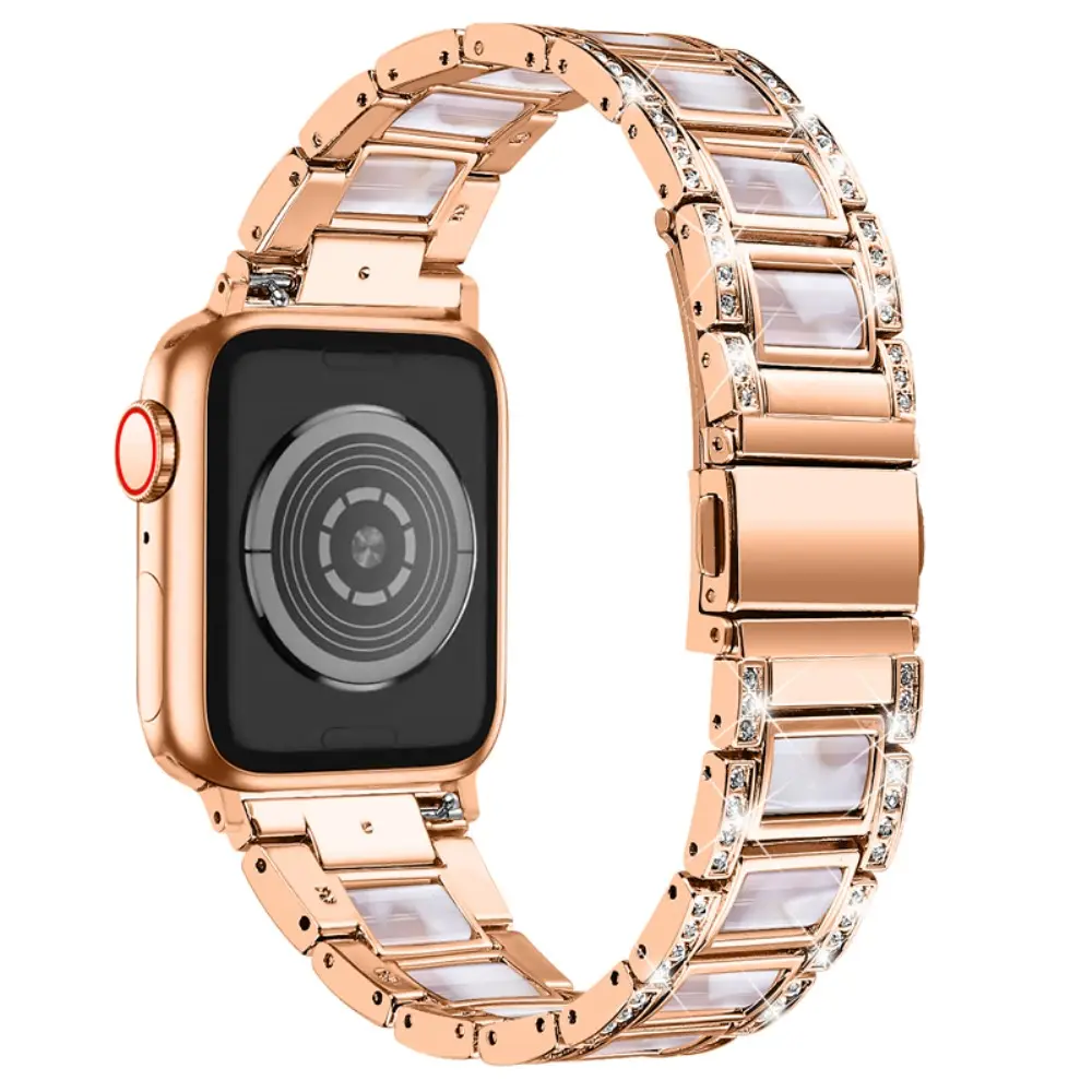 Apple Watch Ultra 49mm 2nd Gen Metallinen ranneke koristekivillä, Rosegold Pearl