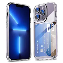 Hybriddeksel Kortholder iPhone 13 Pro Gjennomsiktig