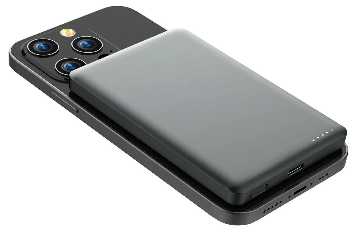 Magnetisk Trådløs Powerbank 5000mAh 15W Grå