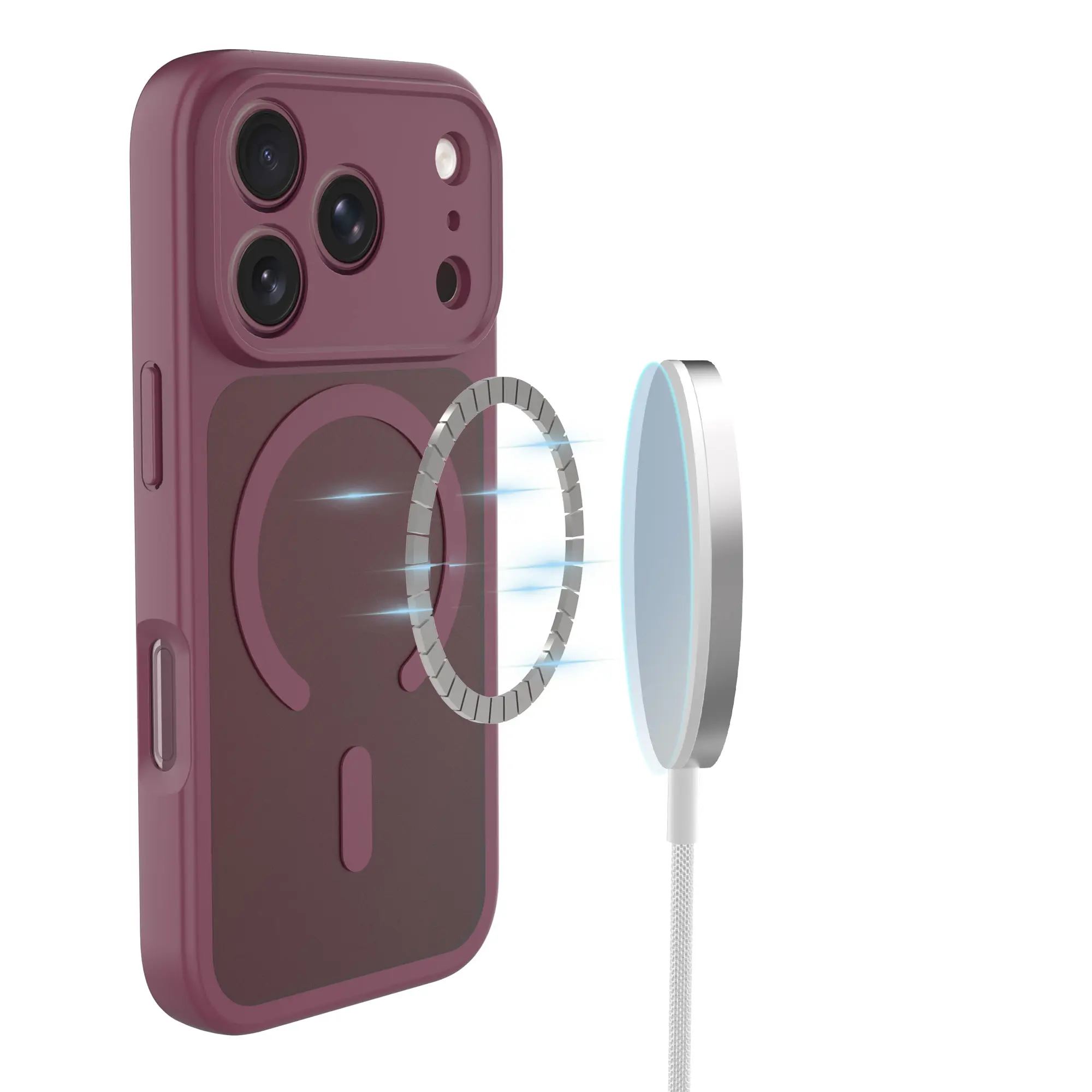 Magnetic Hybrid Skal iPhone 18 Pro Max Dark Cherry