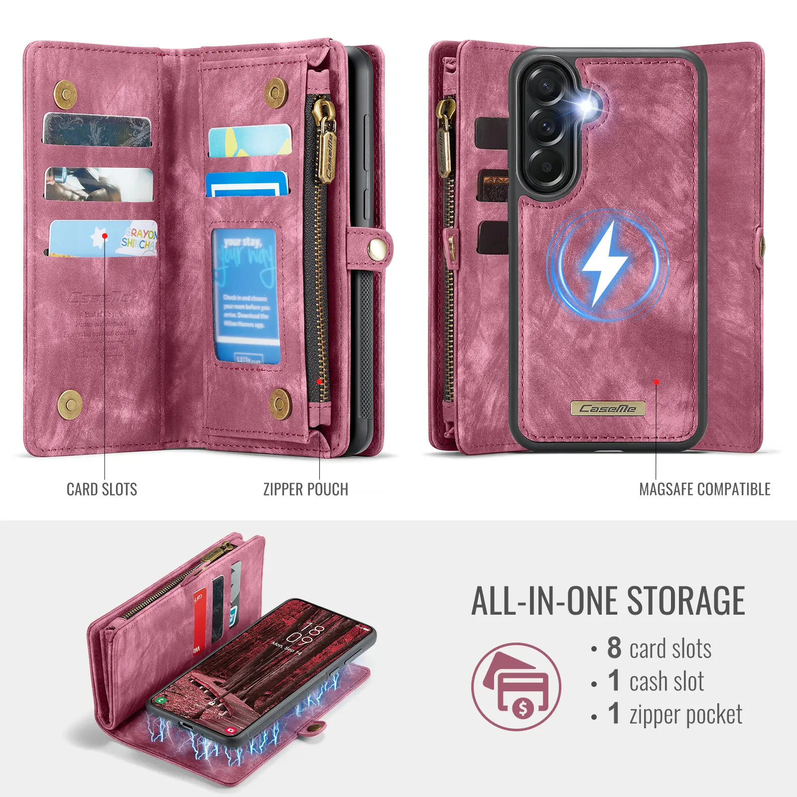 Multi-slot Plånboksfodral Samsung Galaxy A57 Röd