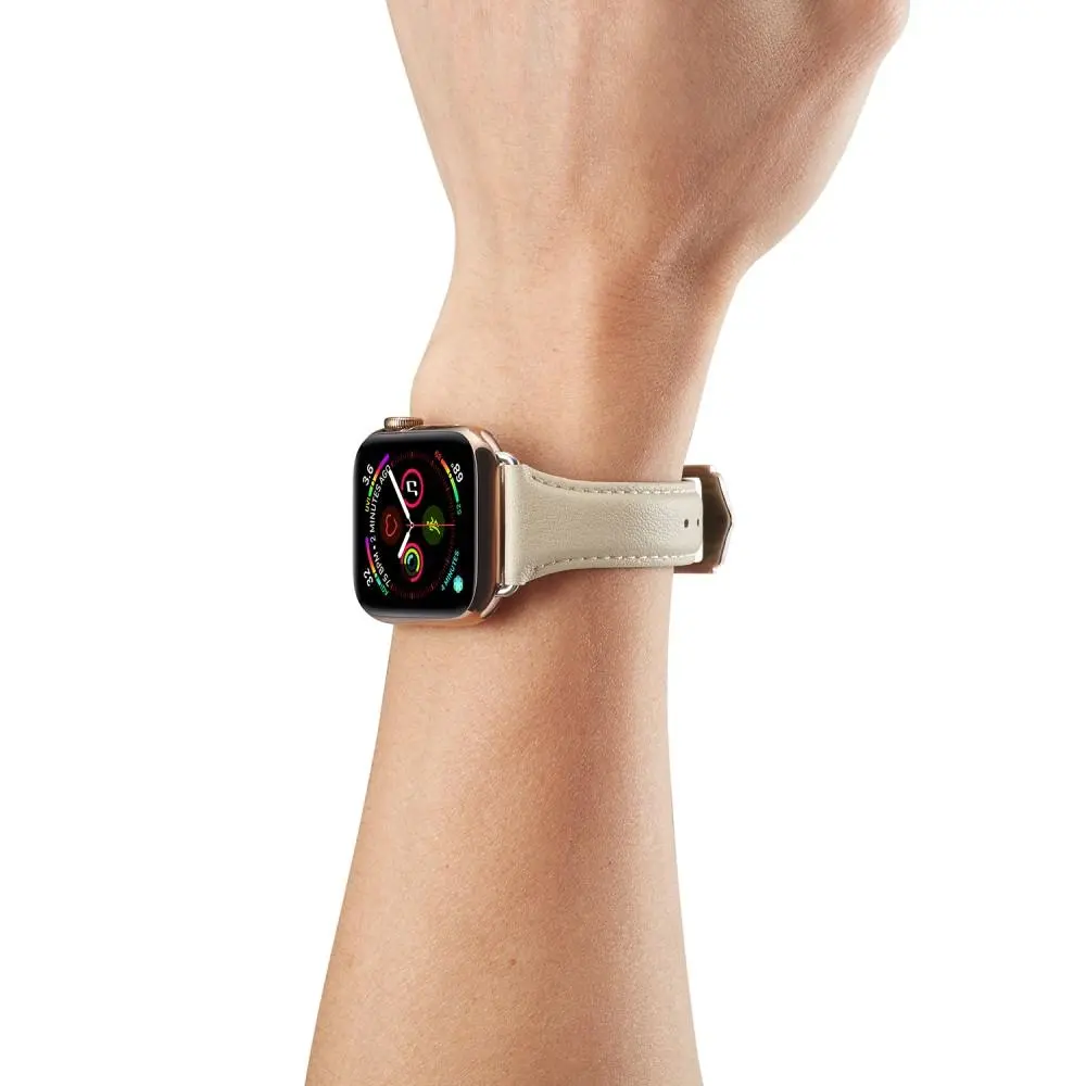 Slim Läderarmband Apple Watch SE 3 40mm Beige