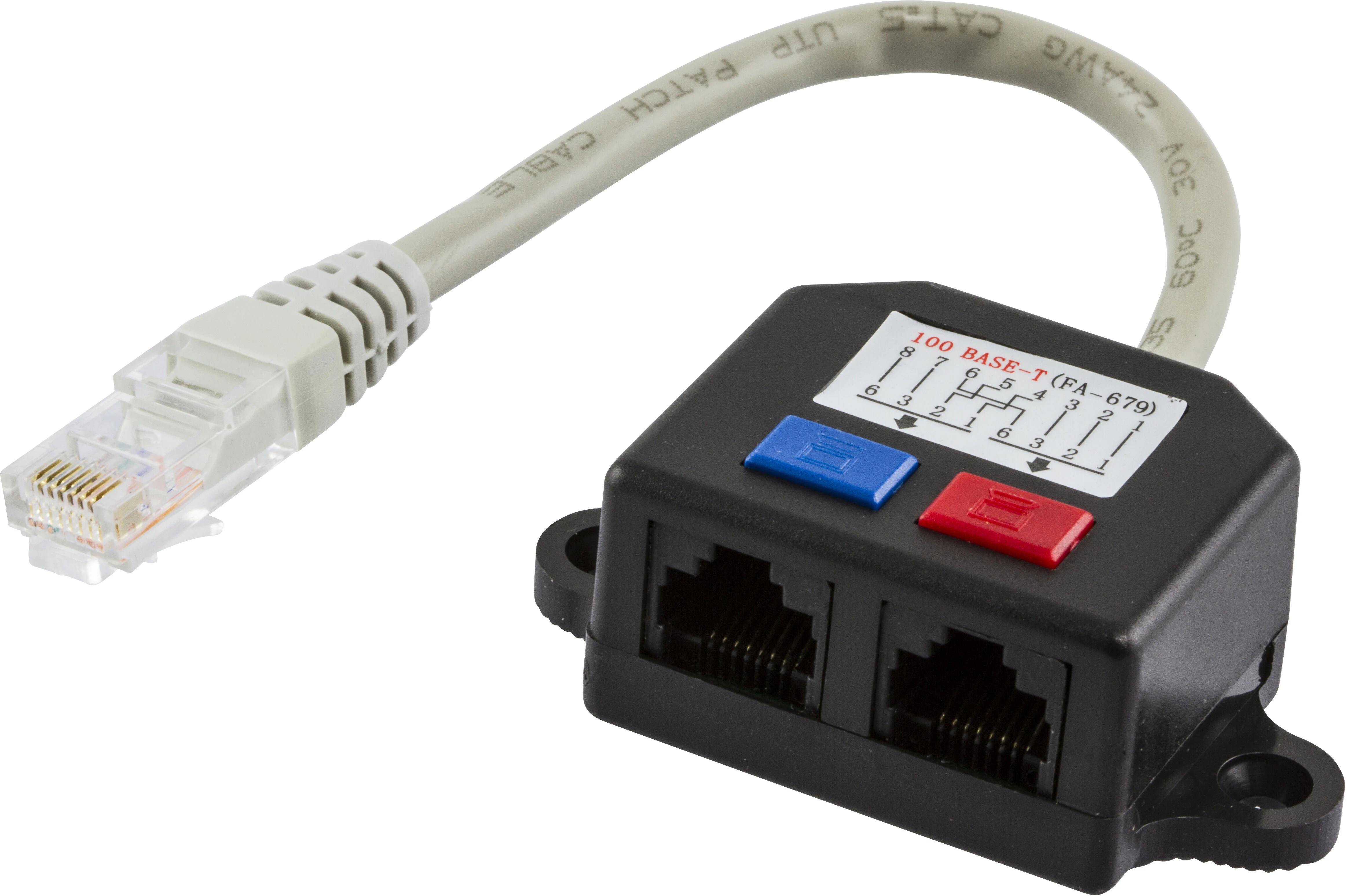 Deltaco Y-kabel for nettverk RJ45, Svart