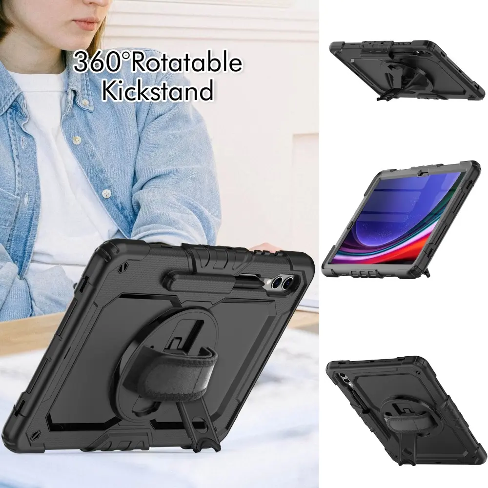 Stöttåligt Full Protection Hybridskal med axelrem Samsung Galaxy Tab S10 Plus svart