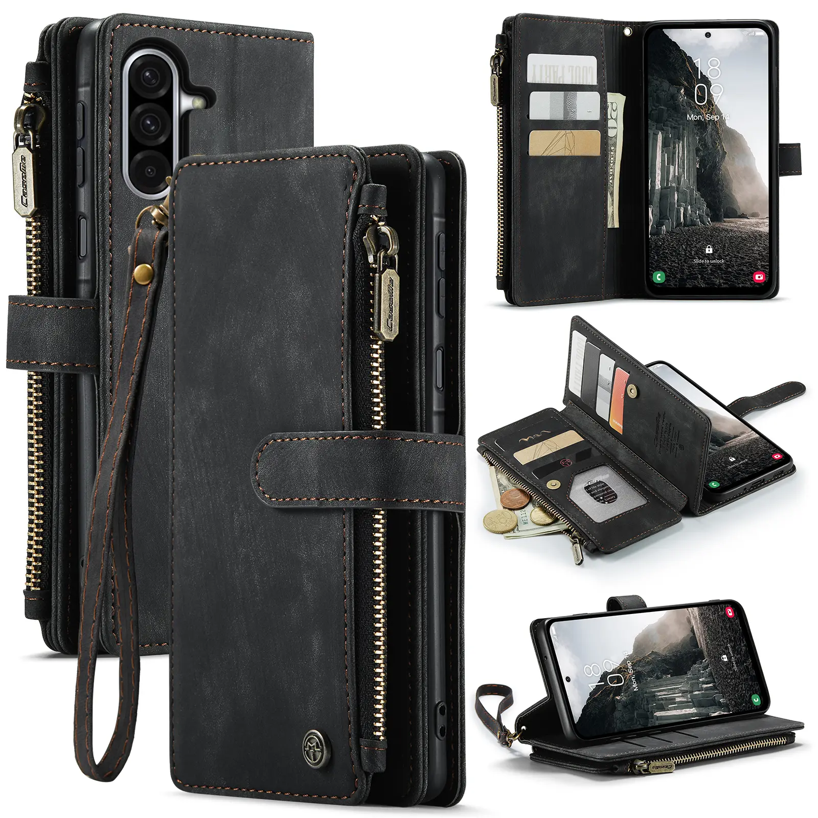 Zipper Wallet Samsung Galaxy A57 Sort