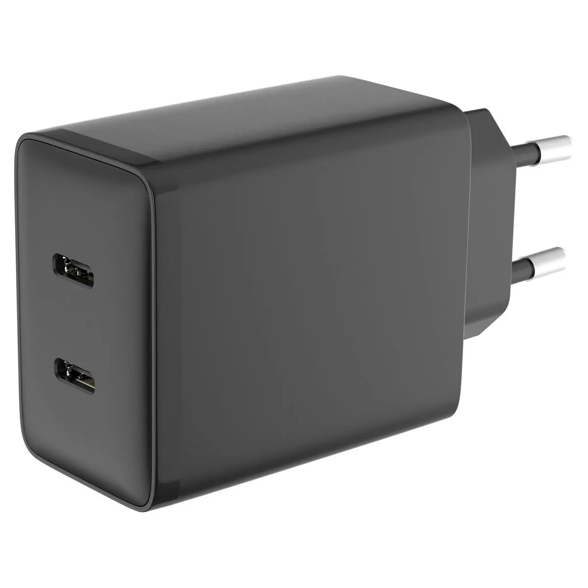 GaN Väggladdare 2 x USB-C 45W Svart