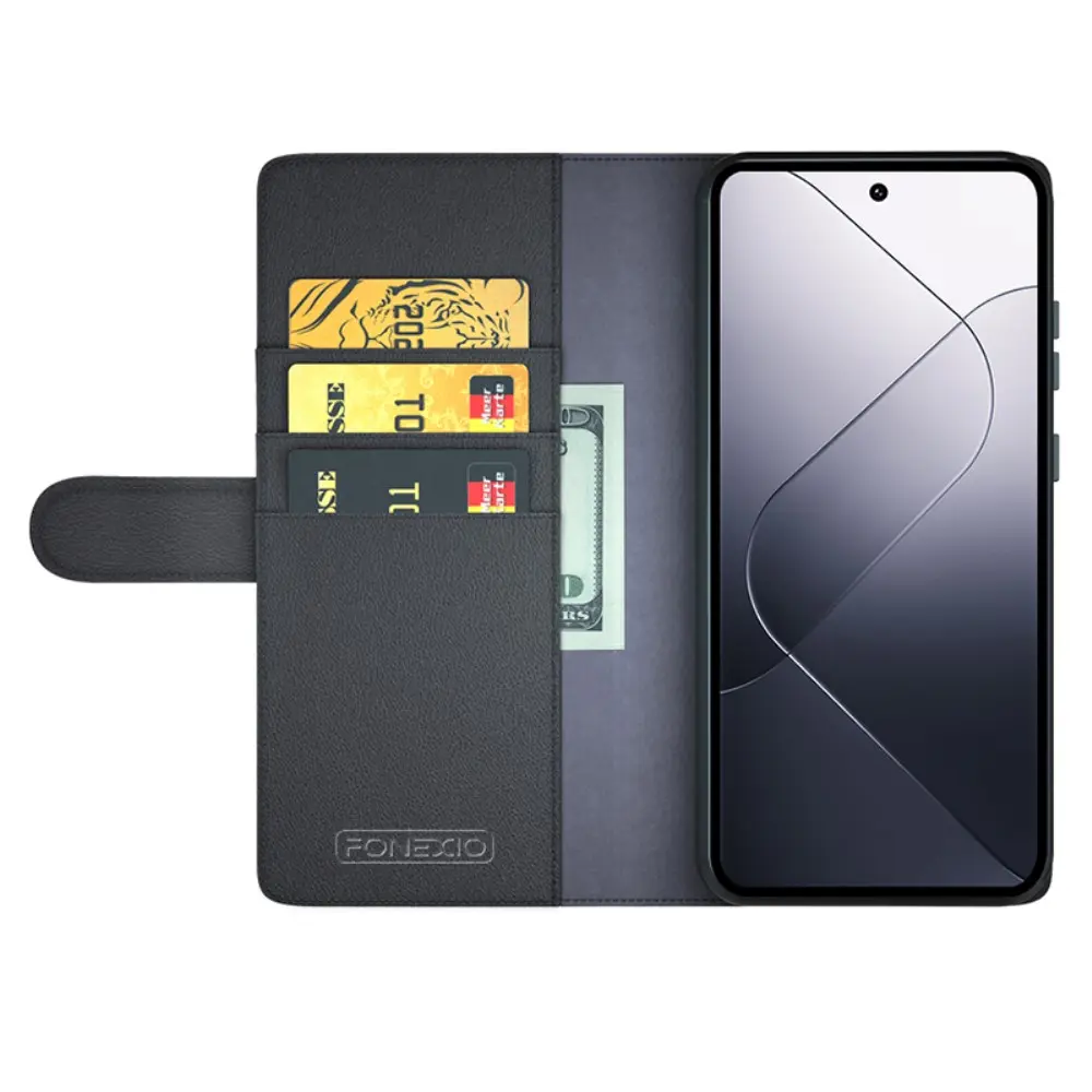 Äkta Läderfodral Xiaomi 14 Svart