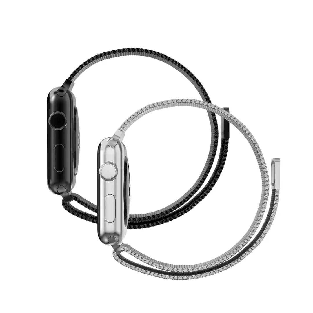 Apple Watch Ultra 49mm 4th Gen Kit Armband Milanese Loop svart & silver