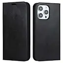 Mobiltaske Ægte Læder iPhone 14 Pro Sort