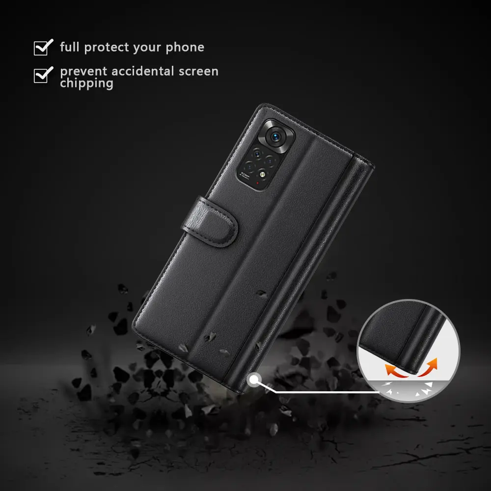 Äkta Läderfodral Xiaomi Redmi Note 11 Svart