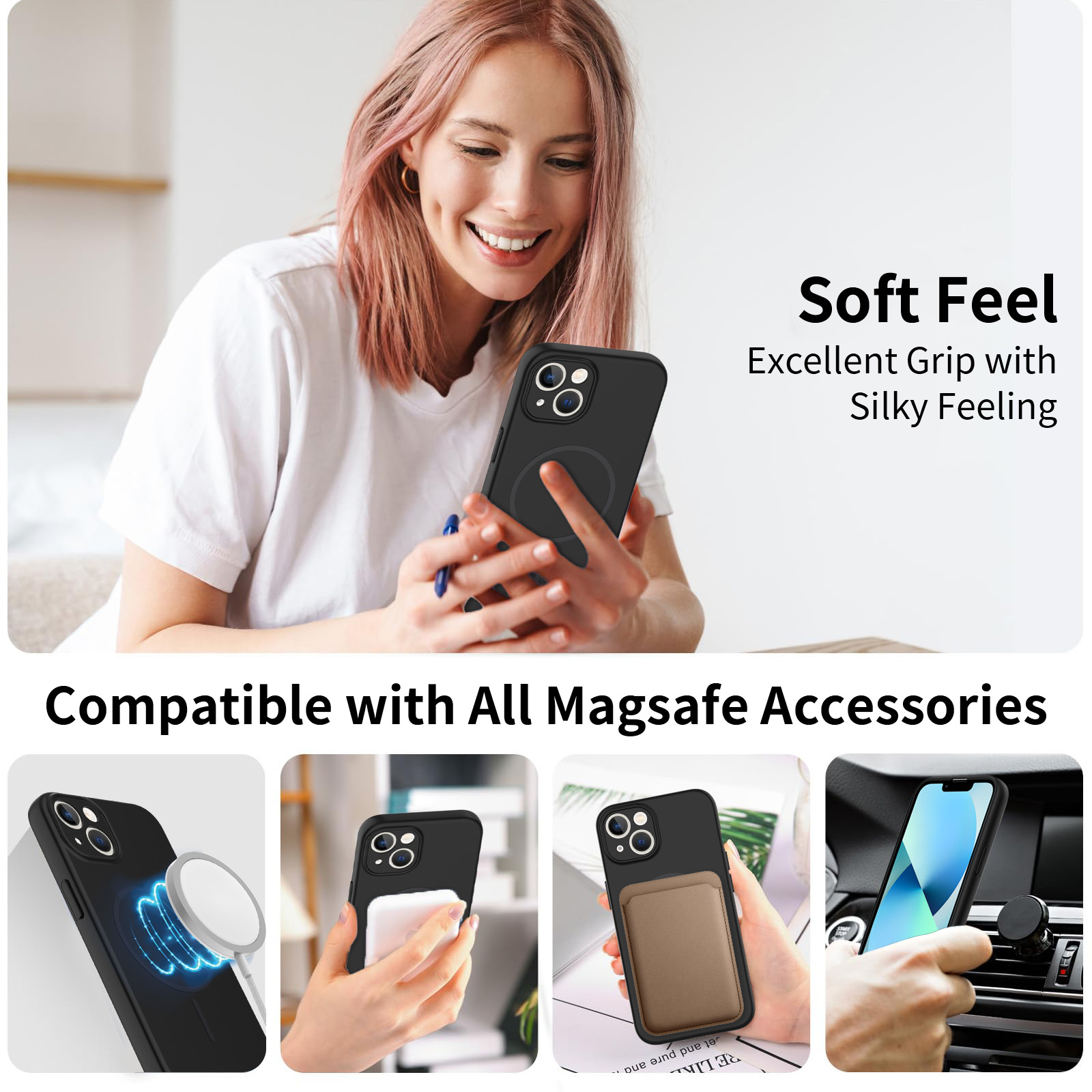 MagSafe-skal SoftArmor iPhone 14 Svart