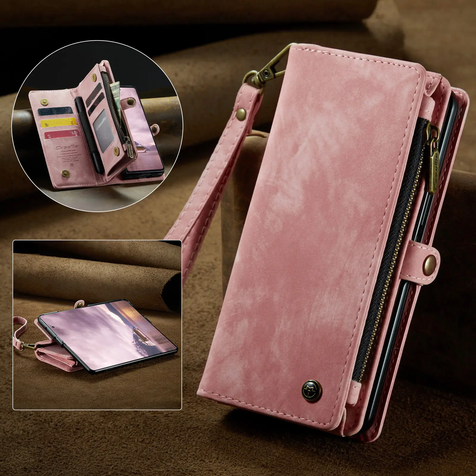 Multi-slot Plånboksfodral Samsung Galaxy Z Fold 8 Ultra Rosa