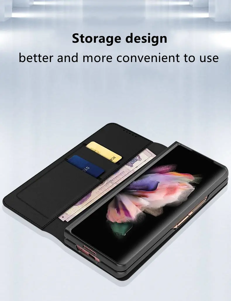 Äkta Läderfodral Samsung Galaxy Z Fold 5 Svart