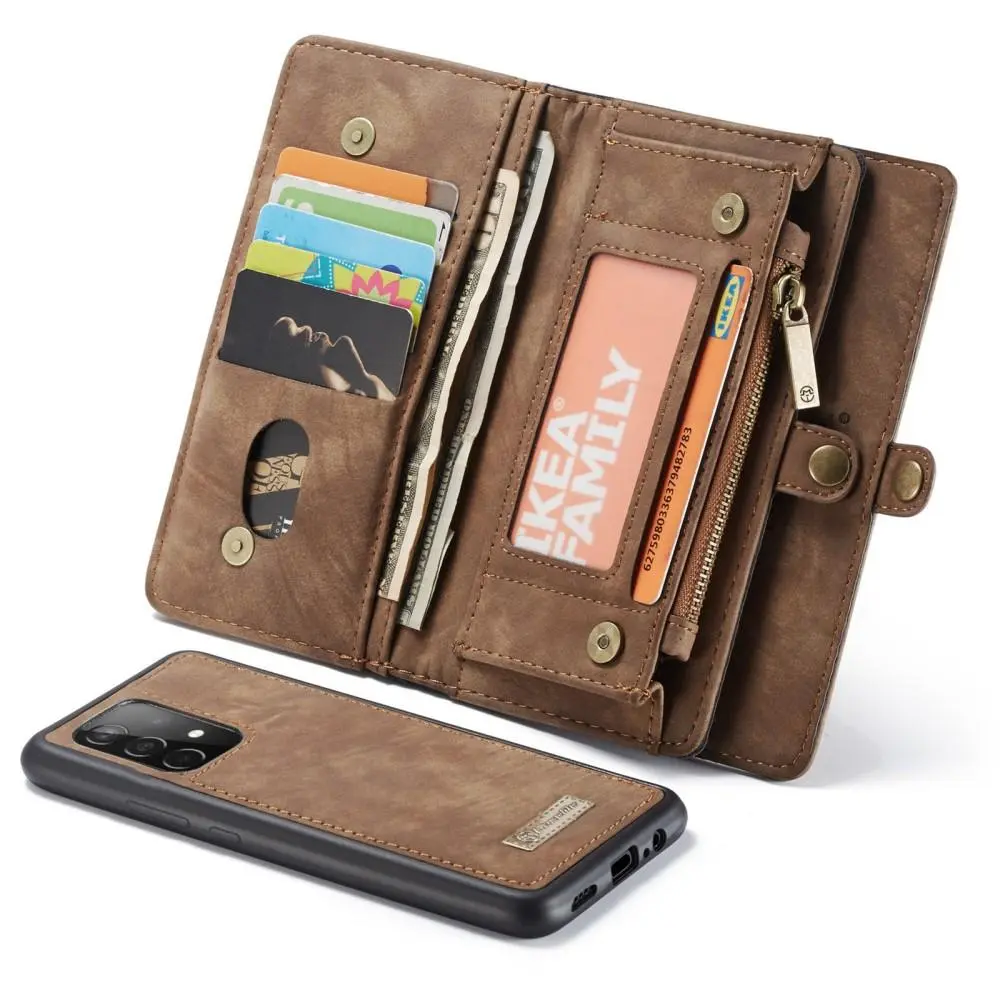 Multi-slot Plånboksfodral Samsung Galaxy A52 5G Brun
