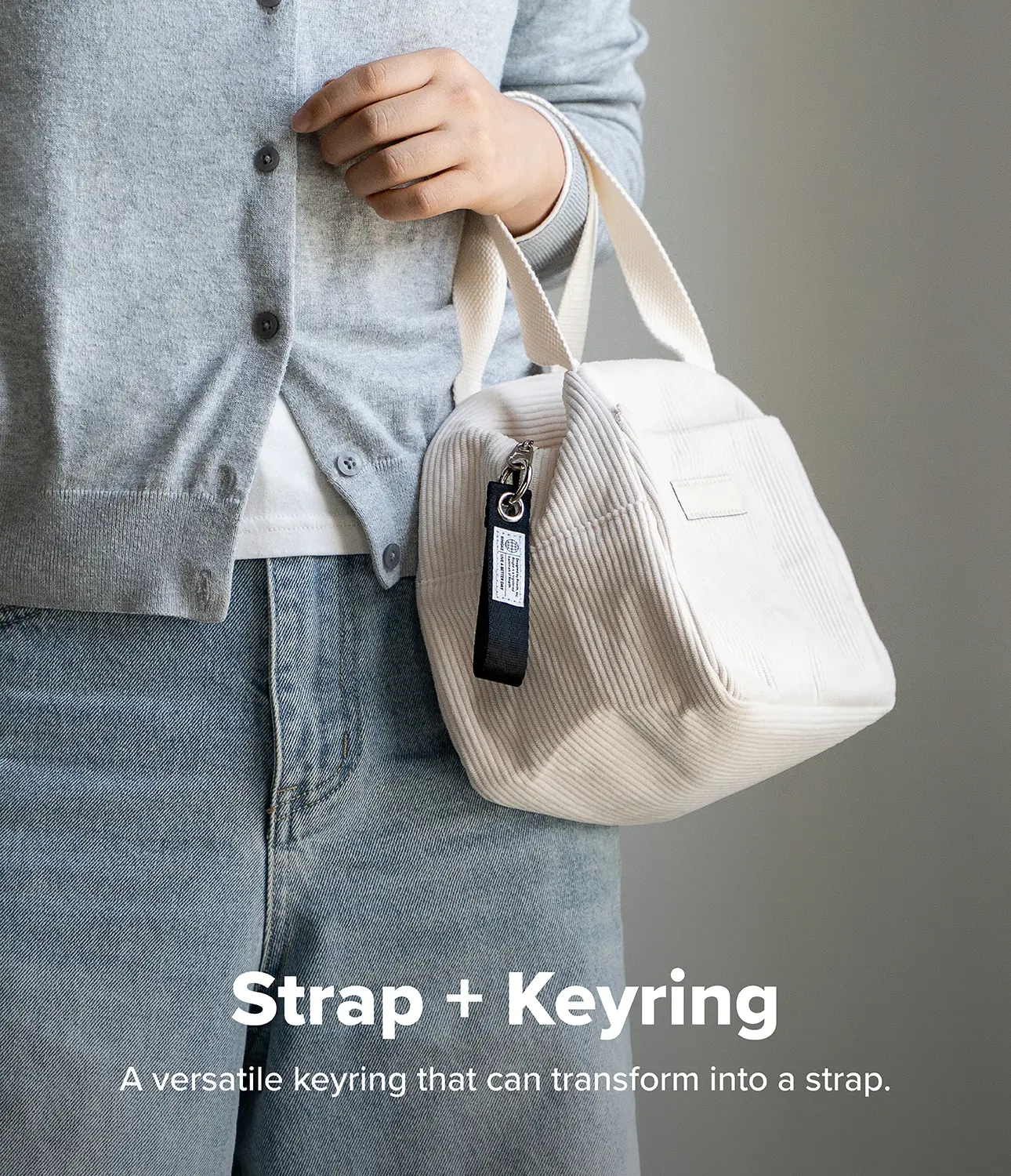 Holder Link & Eyelet Keyring Strap Black