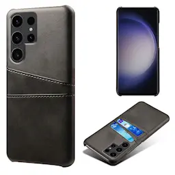 Samsung Galaxy S24 Ultra Tyylikäs suojakuori kahdella korttitaskulla, Musta
