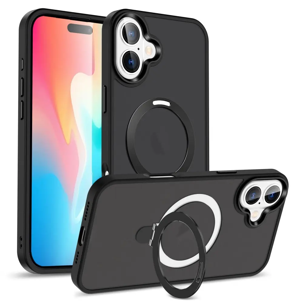 Hybridcover Magnetic Ring iPhone 16 Plus Sort