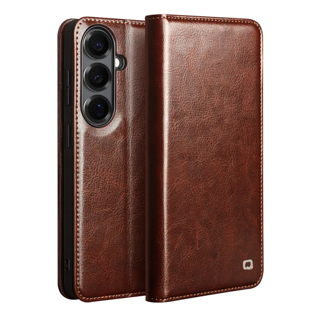 Samsung Galaxy S26 Leather Wallet Case Brun