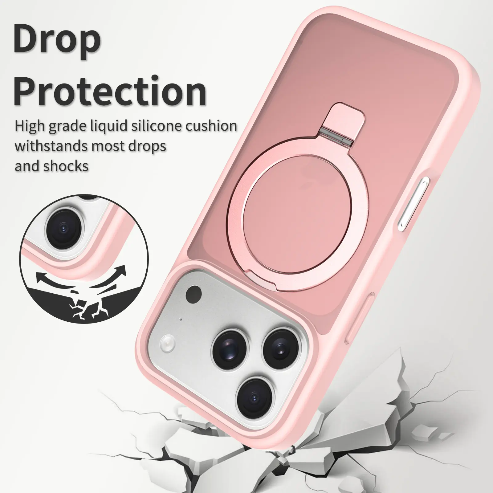 Hybridskal Magnetic Ring iPhone 18 Pro Max Rosa
