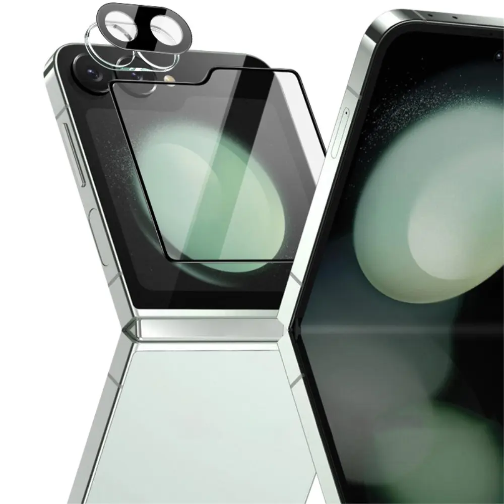 Härdat Glas Linsskydd + Ytterskärmskydd Samsung Galaxy Z Flip 6 Svart