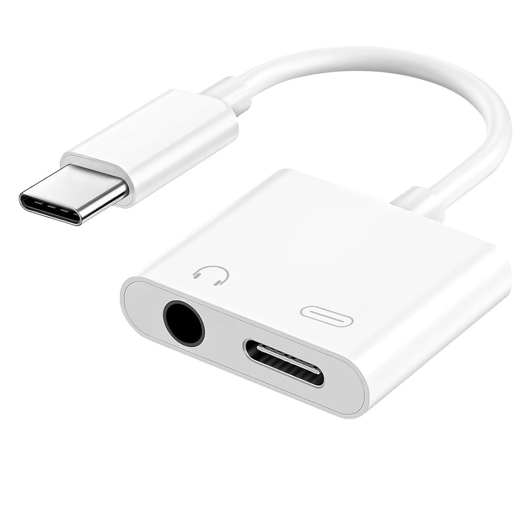 SiGN USB-C til 3,5 mm adapter for lyd og lading, Hvit