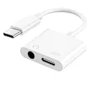 USB-C til 3,5 mm adapter til lyd og opladning Hvid