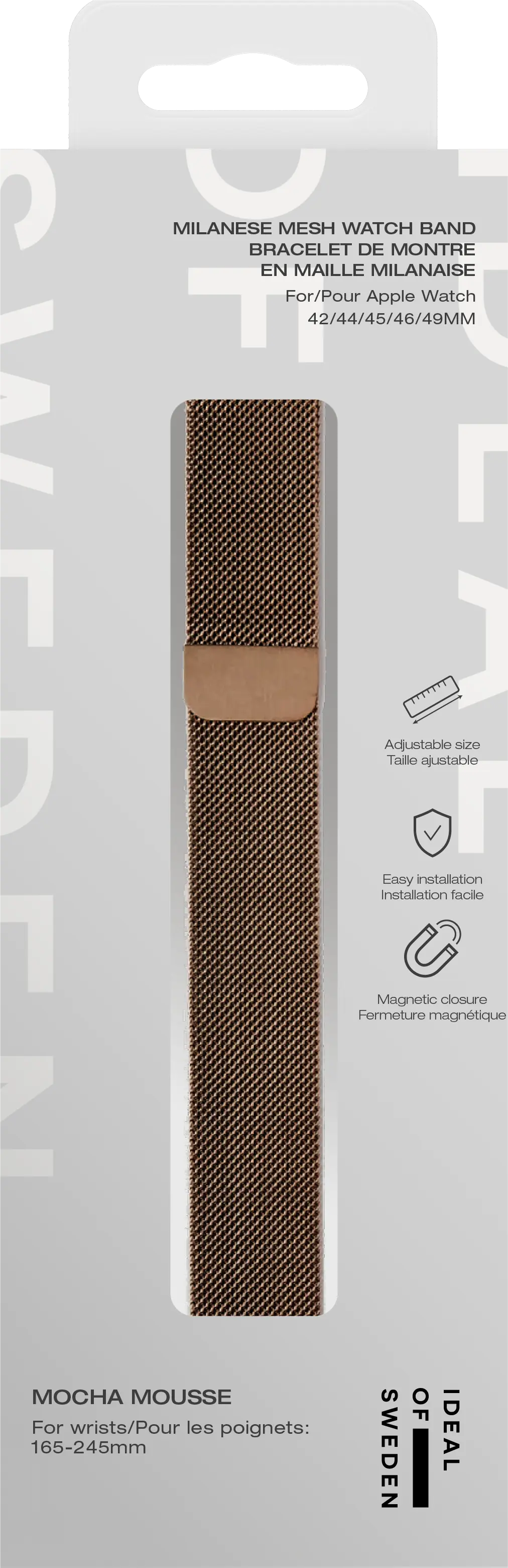Milanese Mesh Watch Band Apple Watch Series 12 47mm Mocha Mousse