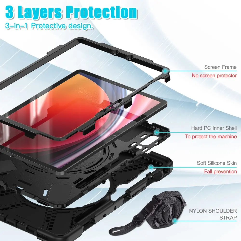 Kickstand Hybridskal med axelrem Samsung Galaxy Tab S10 FE svart