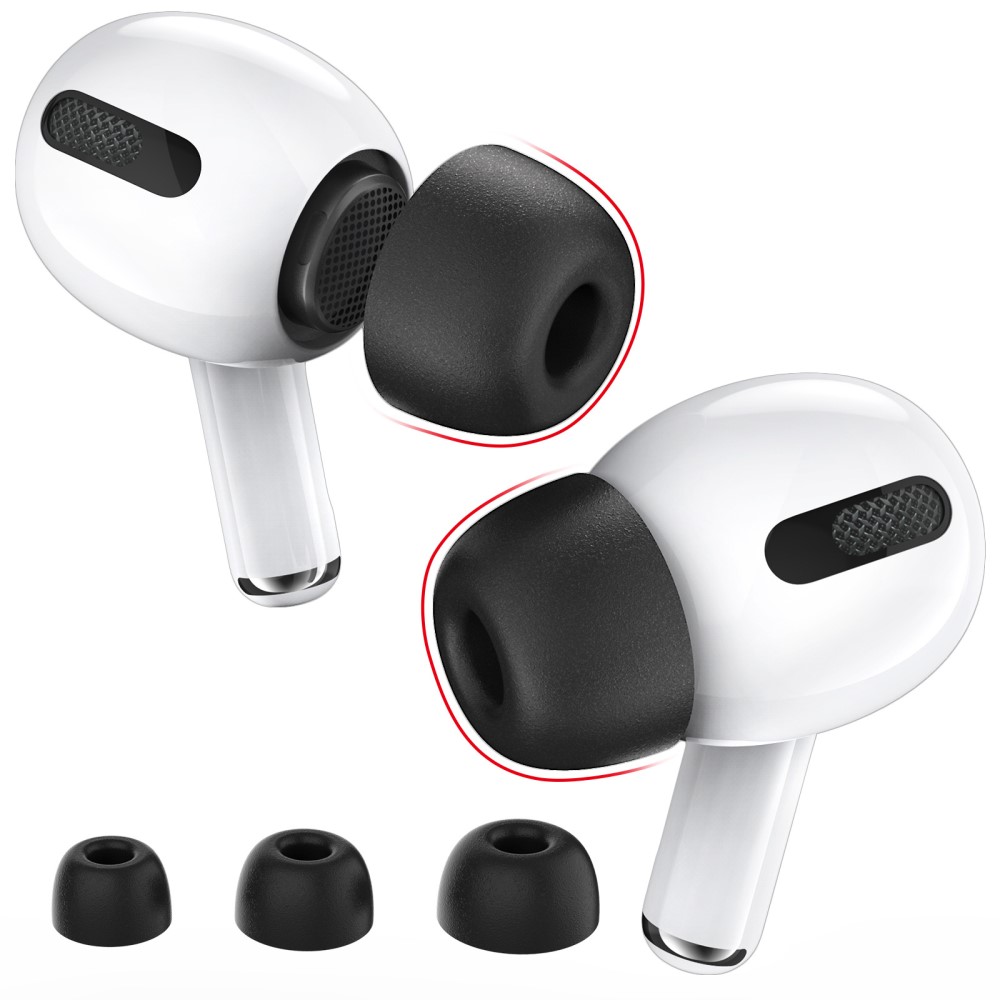 Ahastyle AirPods Pro 2 Ørepropper (3-pack) i memory foam - str S/M/L, Svart