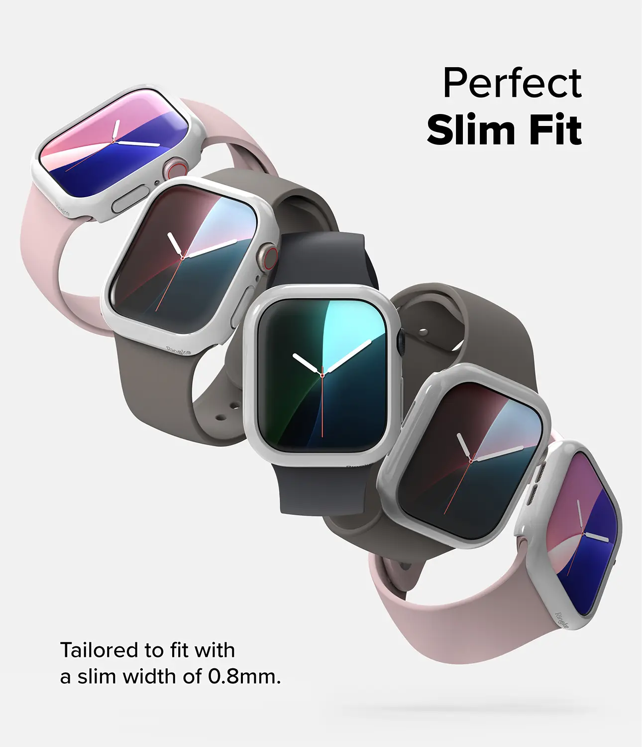 Slim Case (2-pack) Apple Watch Series 11 46mm Light Gray & Clear