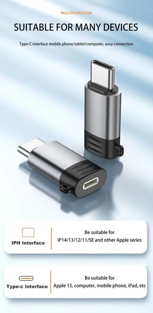 Lightning till USB-C adapter Grå