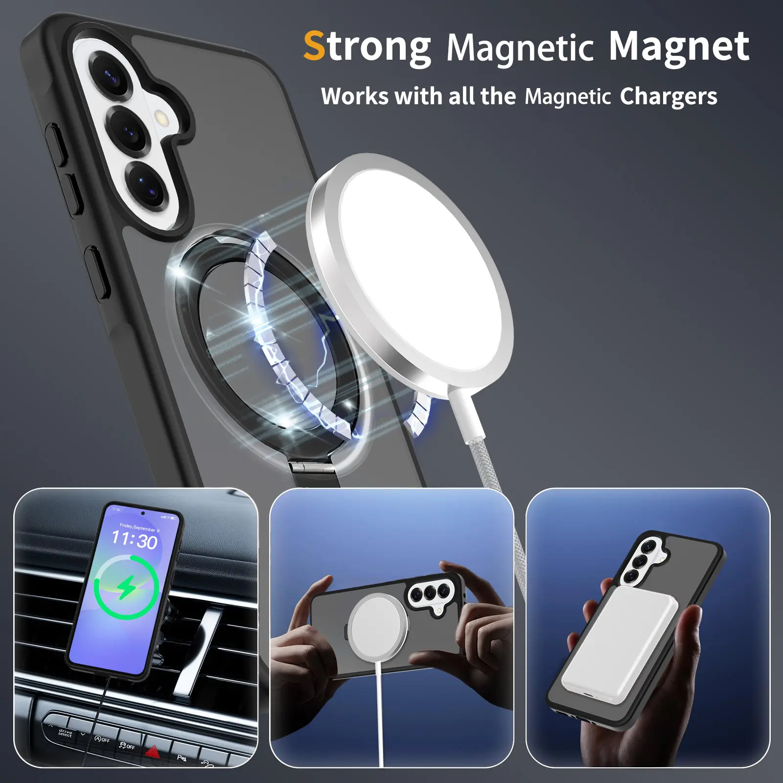 Hybridskal Magnetic Ring Samsung Galaxy A27 Svart