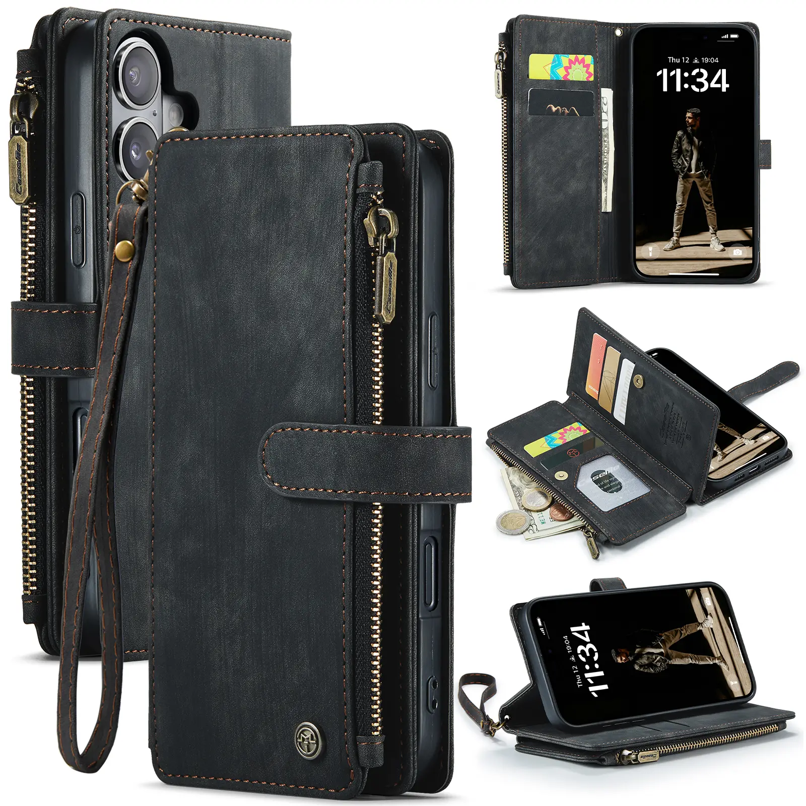 Zipper Wallet iPhone 17 Sort
