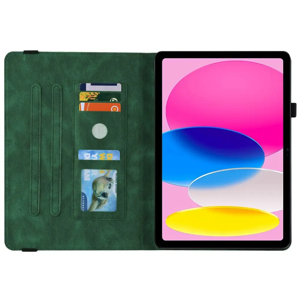 Läderfodral Fjärilar Apple iPad 11 11th Gen (2025) Grön