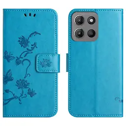 Læderetui Sommerfugle Motorola Moto G15 Blå