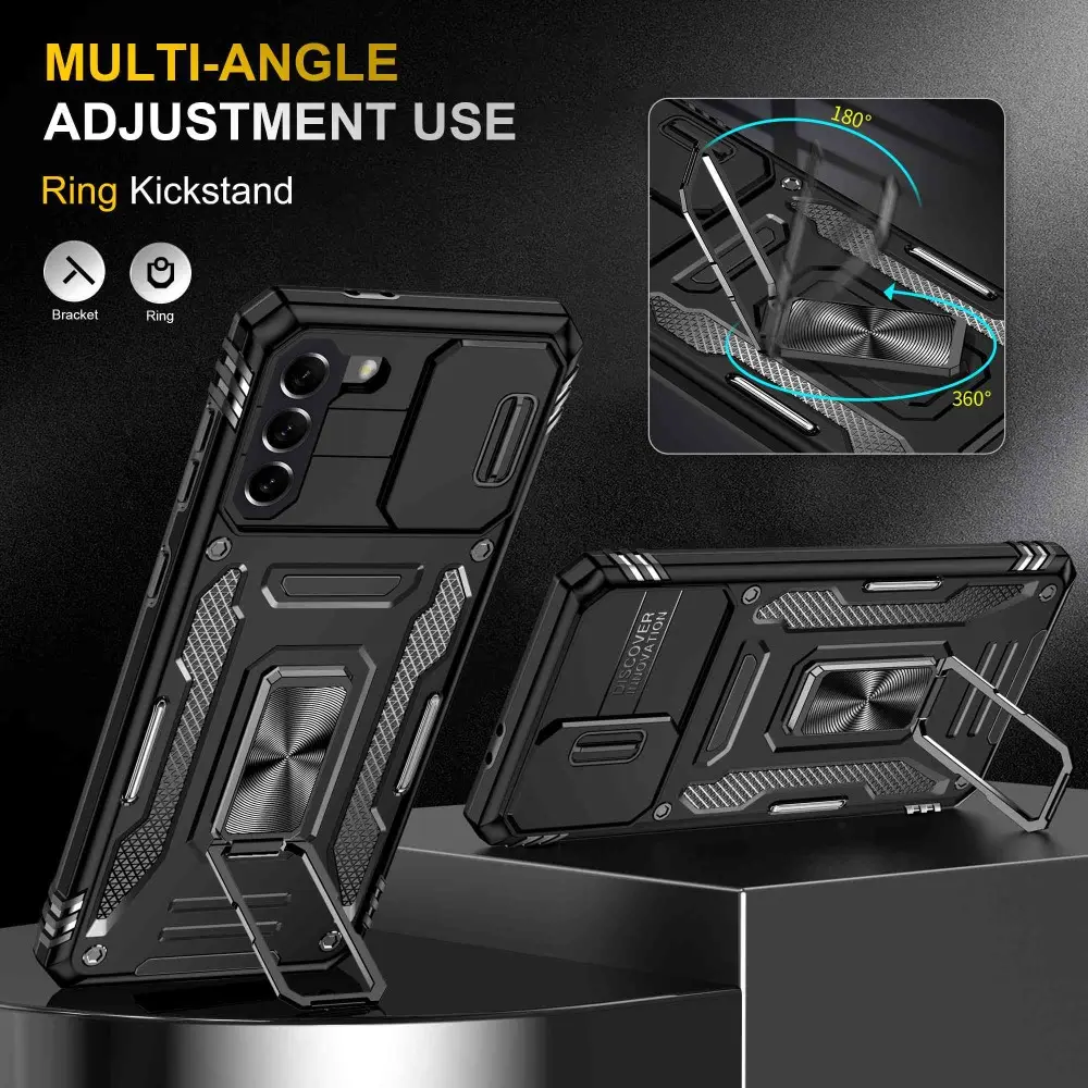 Hybridskal Ring + Kameraskydd Samsung Galaxy S21 Svart