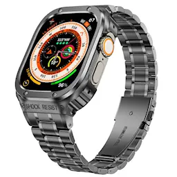 Apple Watch Series 8 41mm Robust armbånd med indbygget cover Full Metal, Mørkegrå