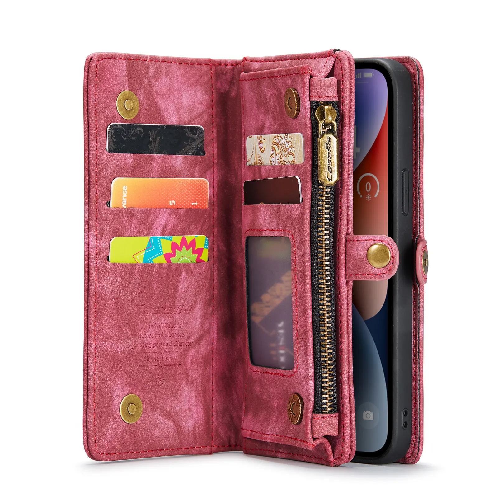Multi-slot Plånboksfodral iPhone 14 Röd