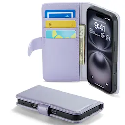 Ekte Lærveske iPhone 16 Lilla