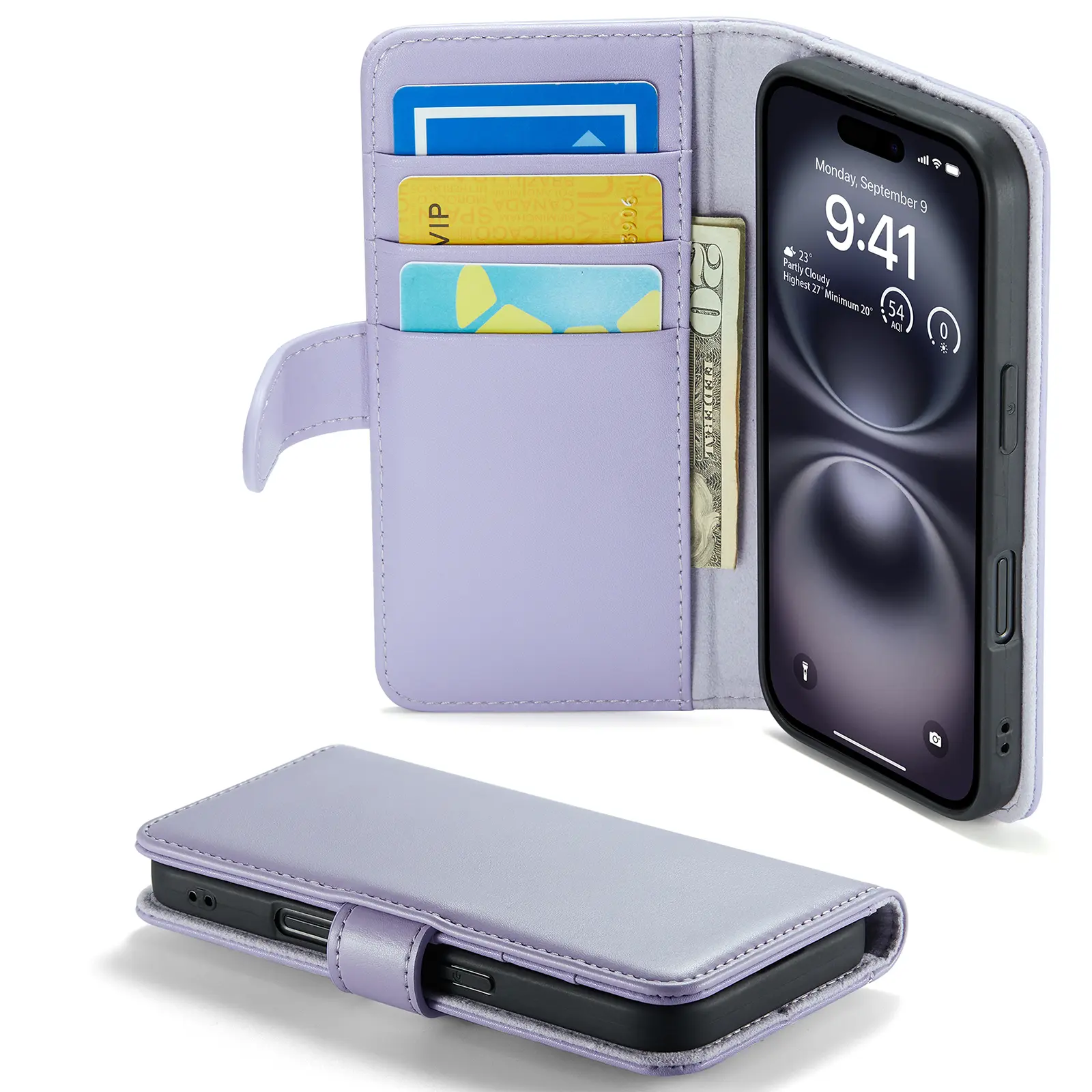 Ægte Læderetui iPhone 16 Lilla