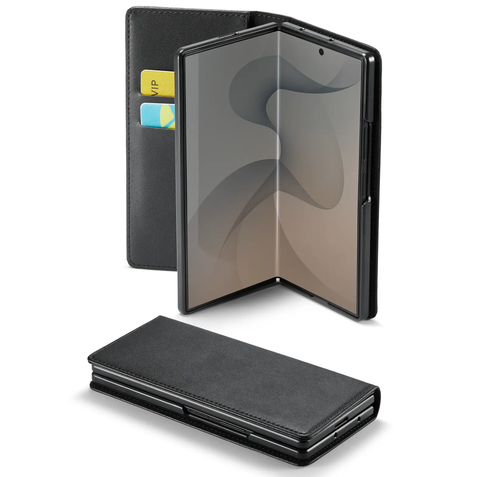 Ekte Lærveske Samsung Galaxy Z Fold 8 Ultra Svart