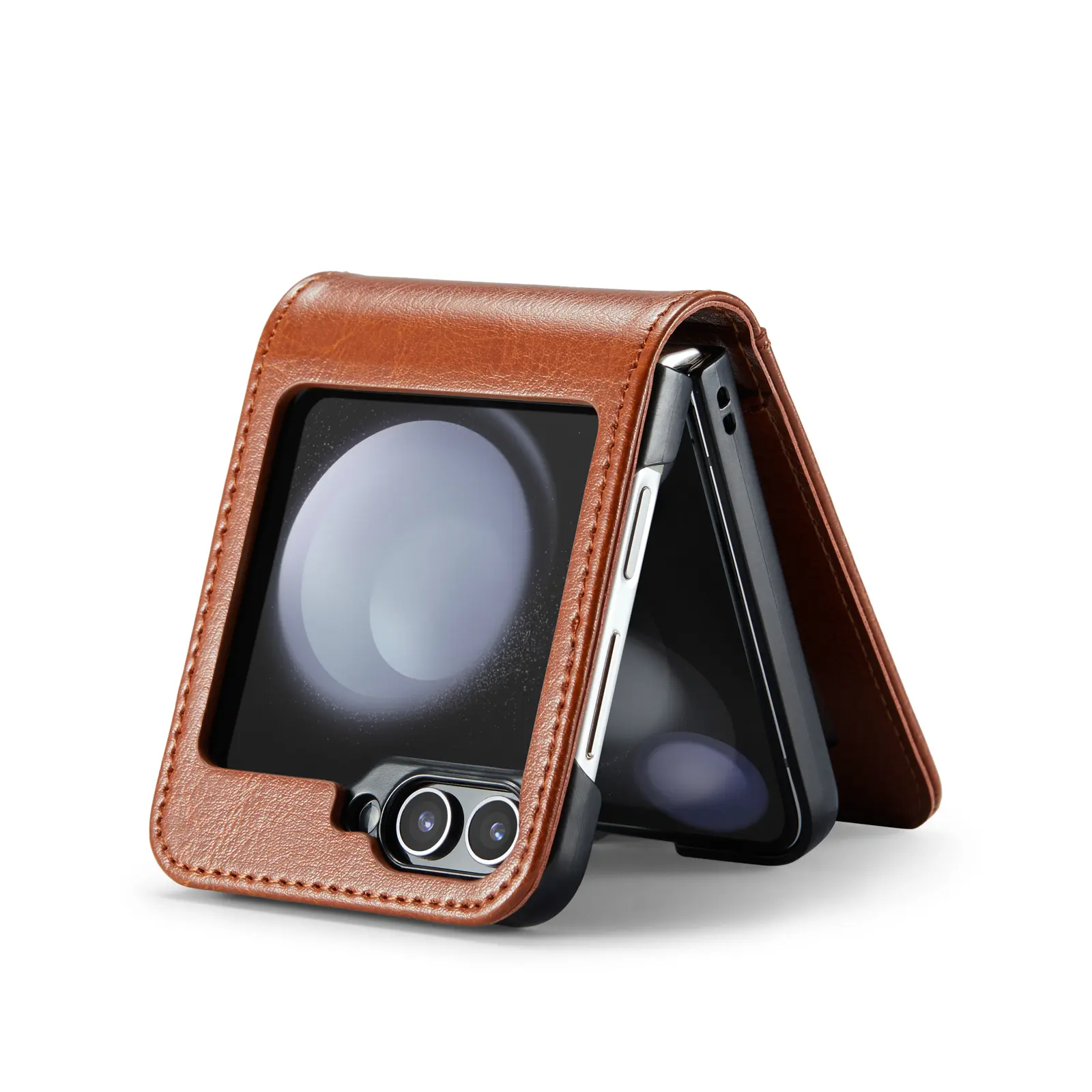 Äkta Läderfodral Samsung Galaxy Z Flip 7 FE Cognac